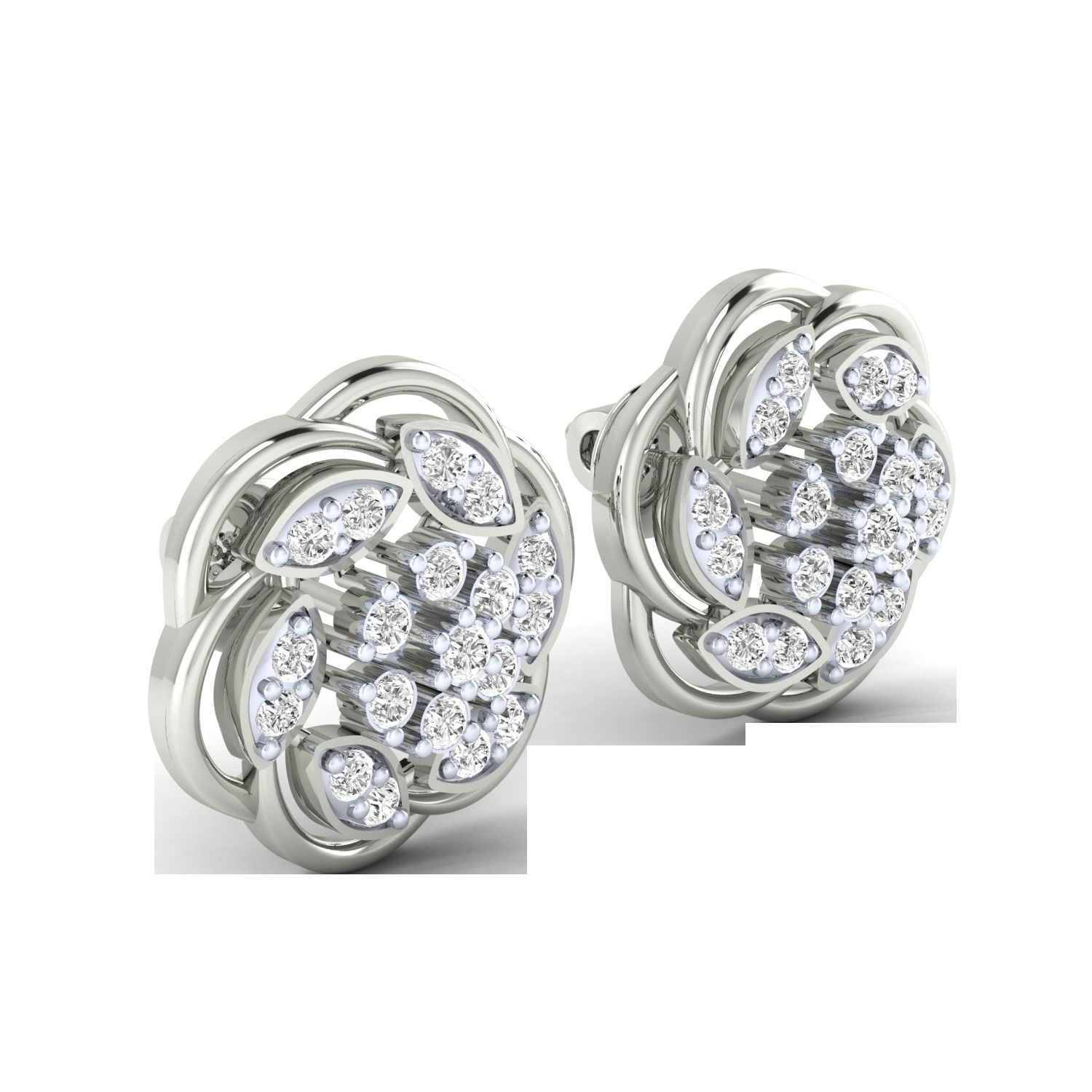 Women Stud Earrings STL JCD OBJ FBX Renders Details 3D print model_6