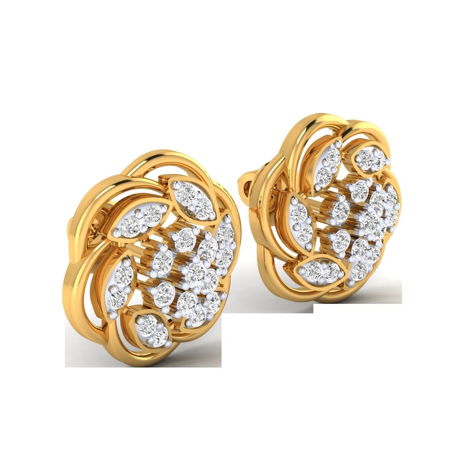 Women Stud Earrings STL JCD OBJ FBX Renders Details 3D print model_2