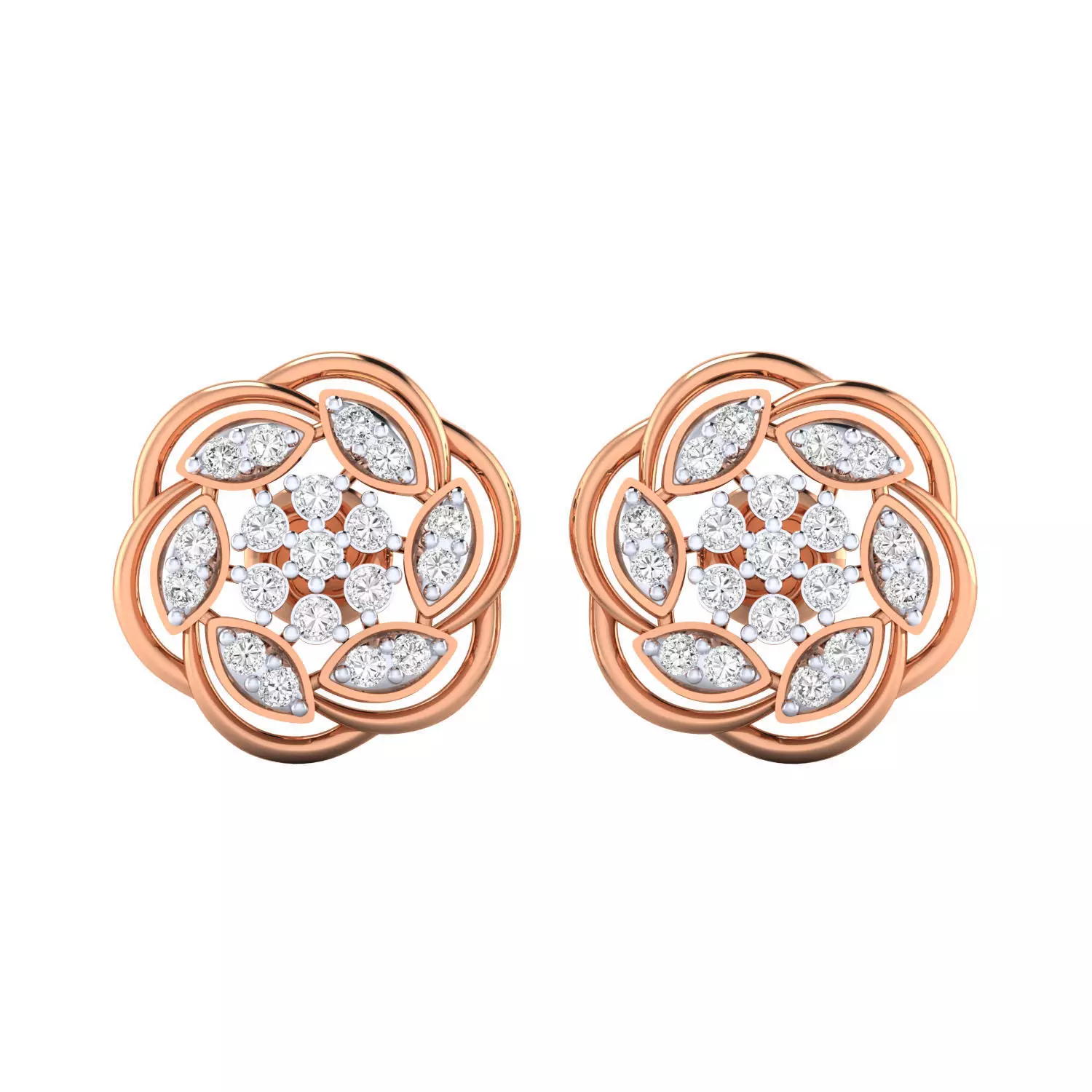 Women Stud Earrings STL JCD OBJ FBX Renders Details 3D print model_0