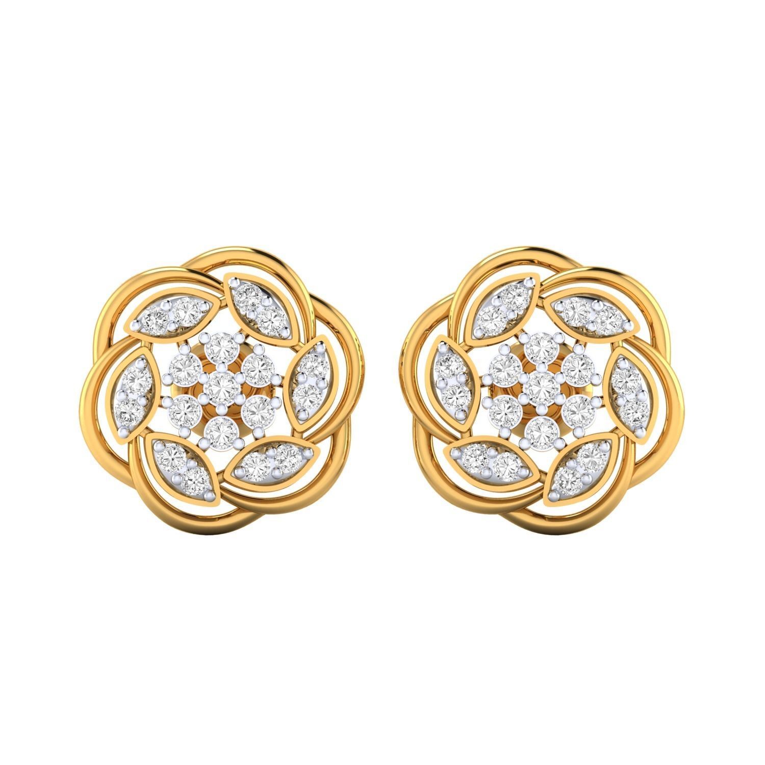 Women Stud Earrings STL JCD OBJ FBX Renders Details 3D print model_14