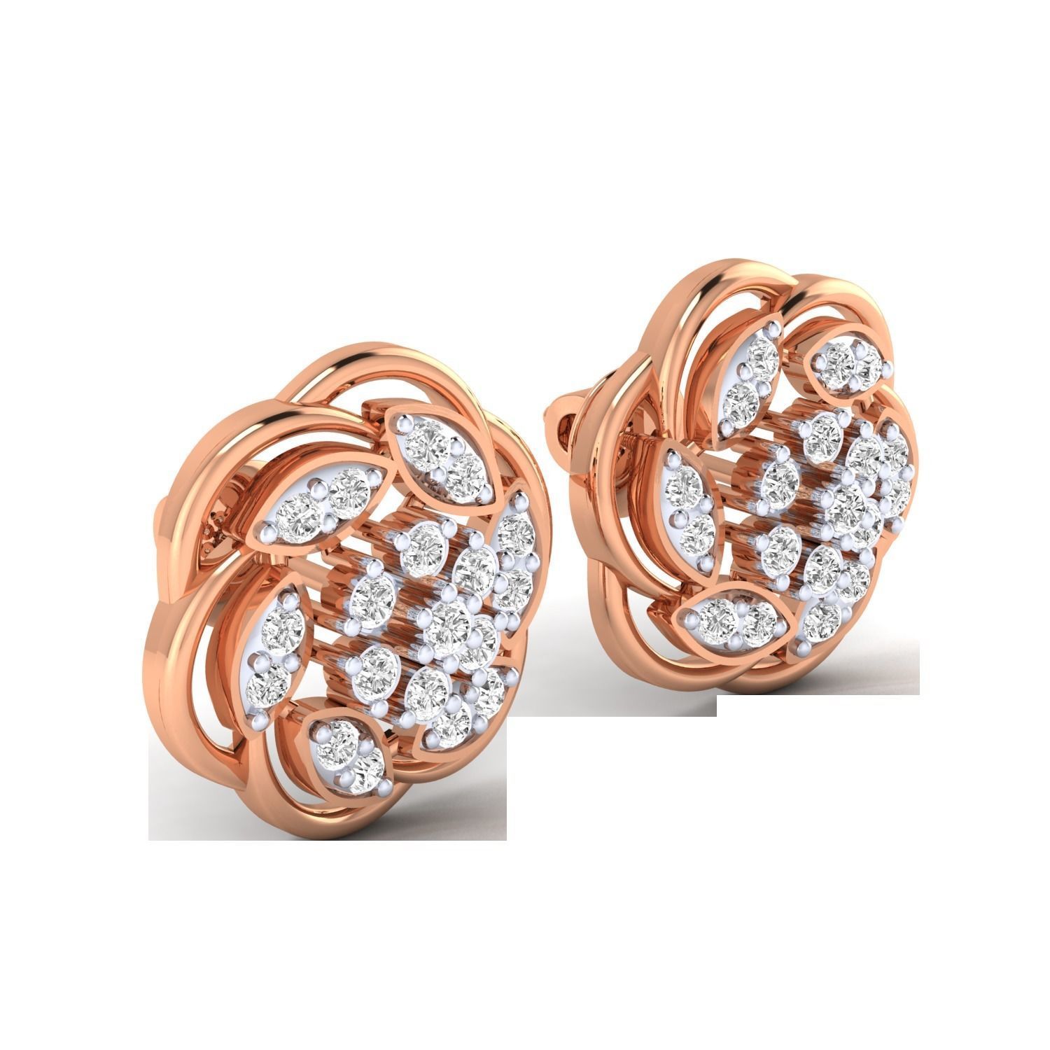 Women Stud Earrings STL JCD OBJ FBX Renders Details 3D print model_4