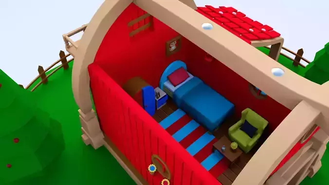 3D CARTOON HOUSE Low-poly 3D model