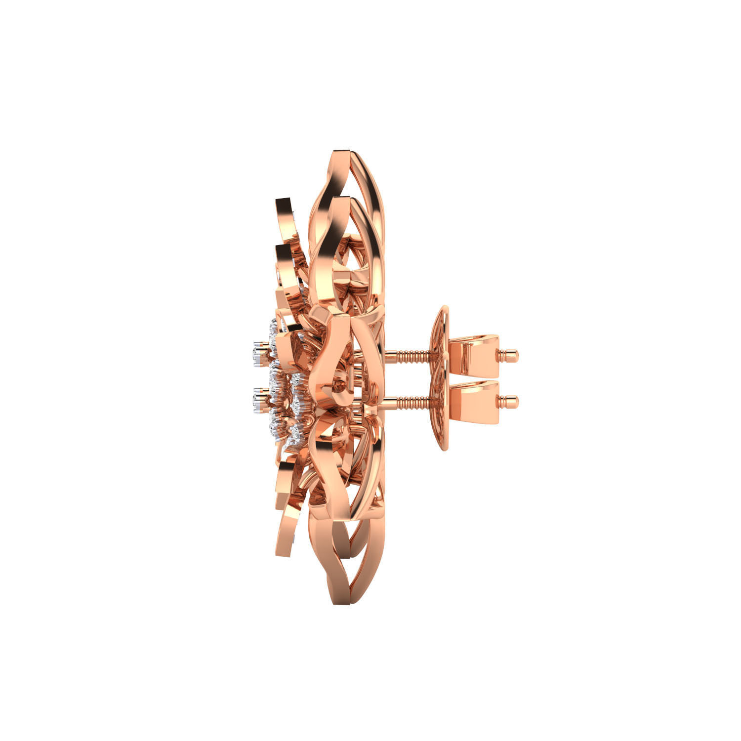 Women Stud Earrings STL JCD OBJ FBX Renders Details 3D print model_1