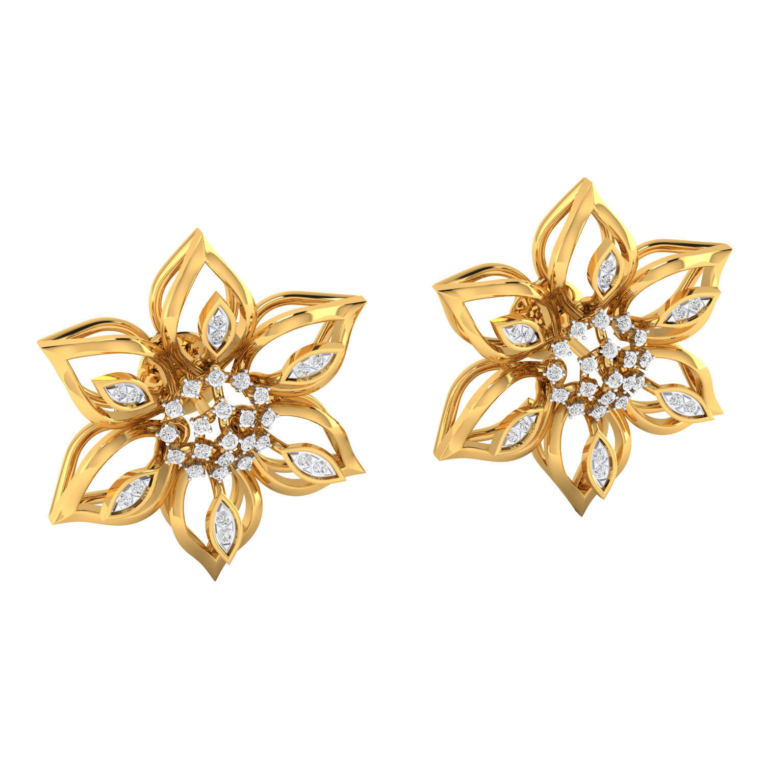 Women Stud Earrings STL JCD OBJ FBX Renders Details 3D print model_14