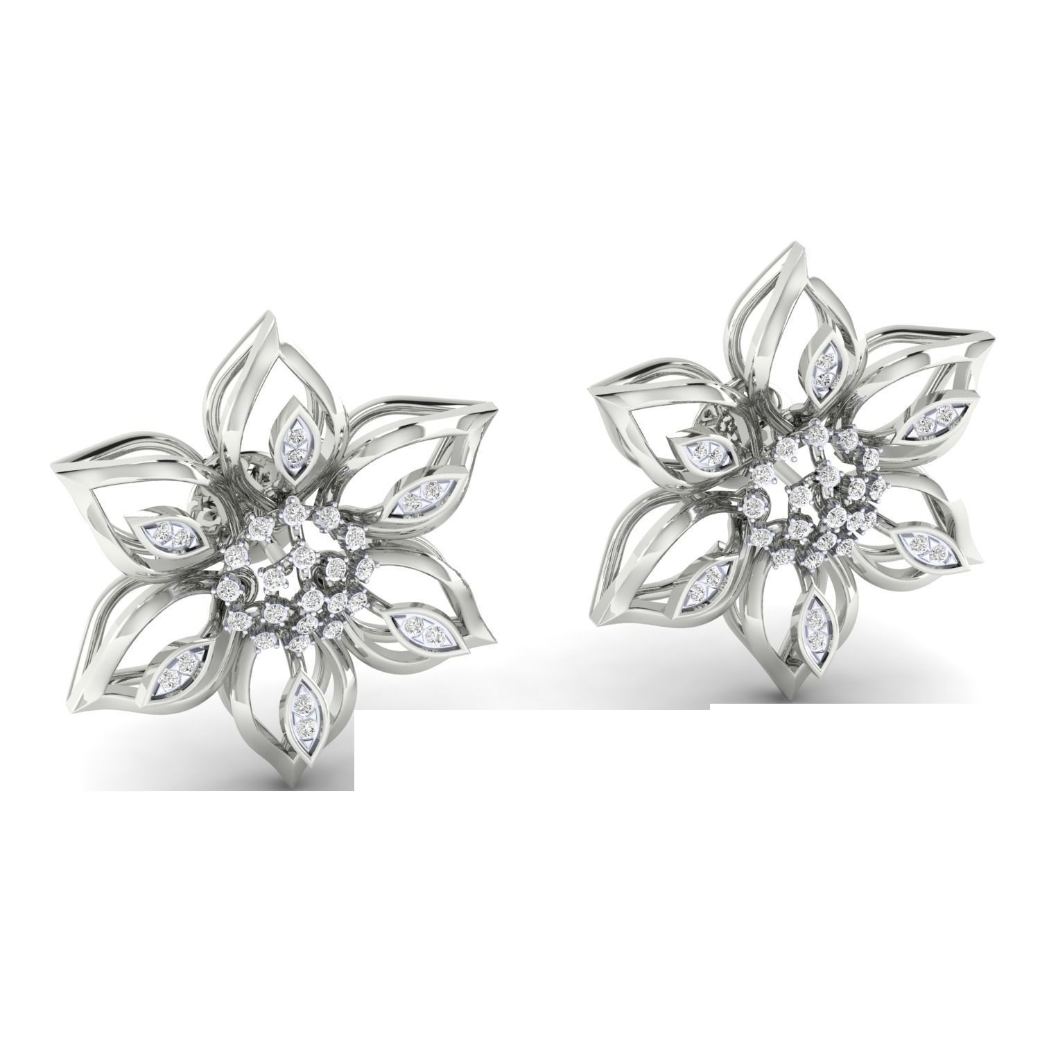 Women Stud Earrings STL JCD OBJ FBX Renders Details 3D print model_9