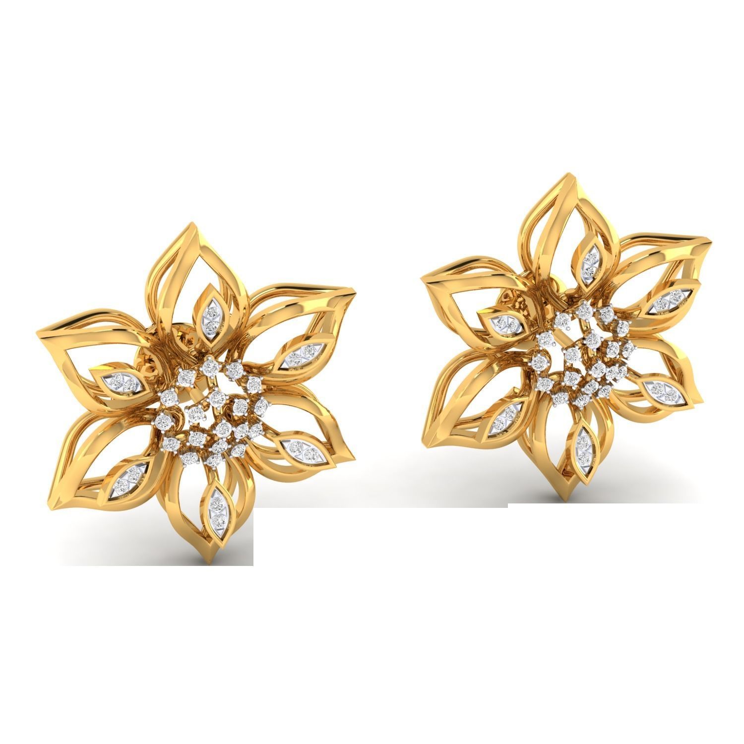 Women Stud Earrings STL JCD OBJ FBX Renders Details 3D print model_15