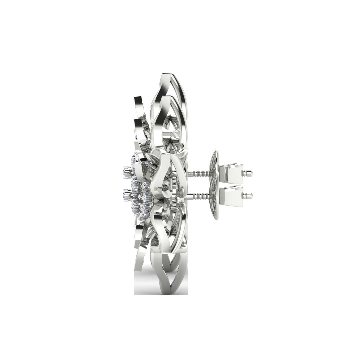 Women Stud Earrings STL JCD OBJ FBX Renders Details 3D print model_7