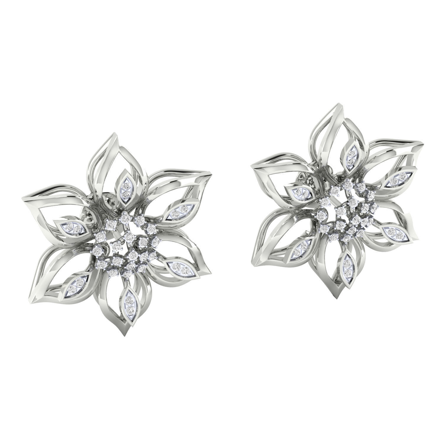 Women Stud Earrings STL JCD OBJ FBX Renders Details 3D print model_8