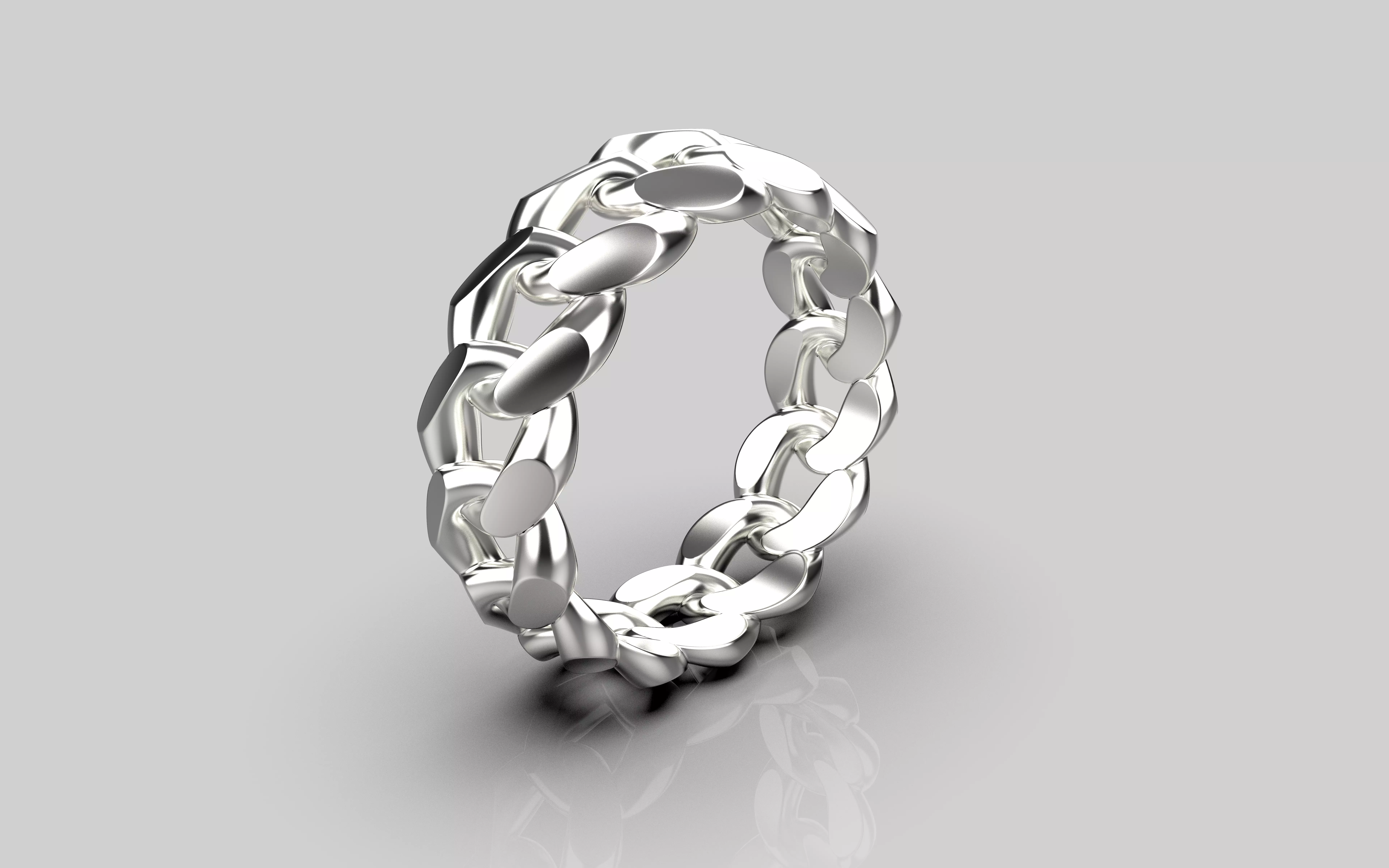 Cuban Link Chain Ring Stackble Ring 7mm wide 3D print model_0