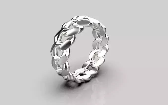 Cuban Link Chain Ring Stackble Ring 7mm wide