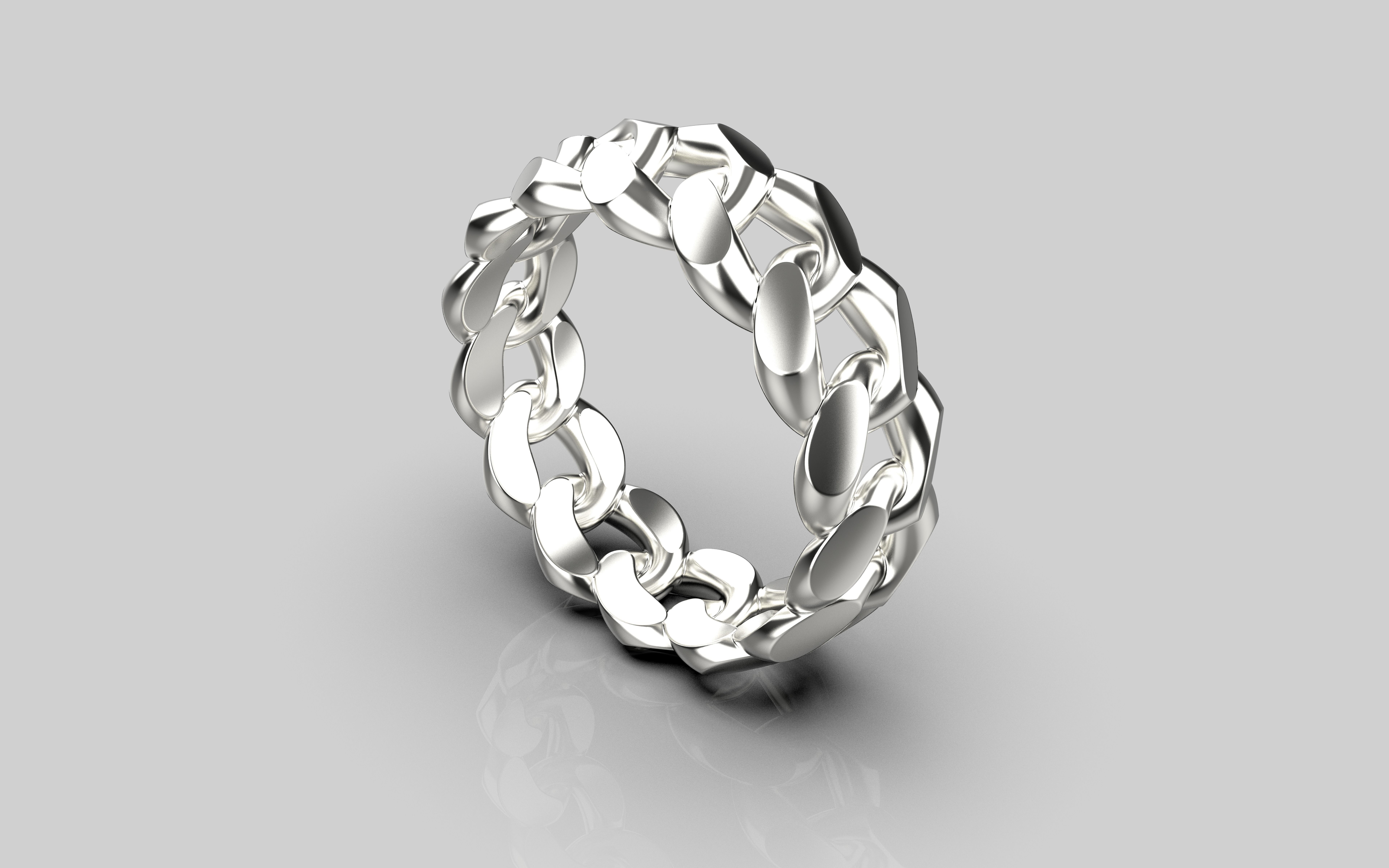 Cuban Link Chain Ring Stackble Ring 7mm wide 3D print model_1