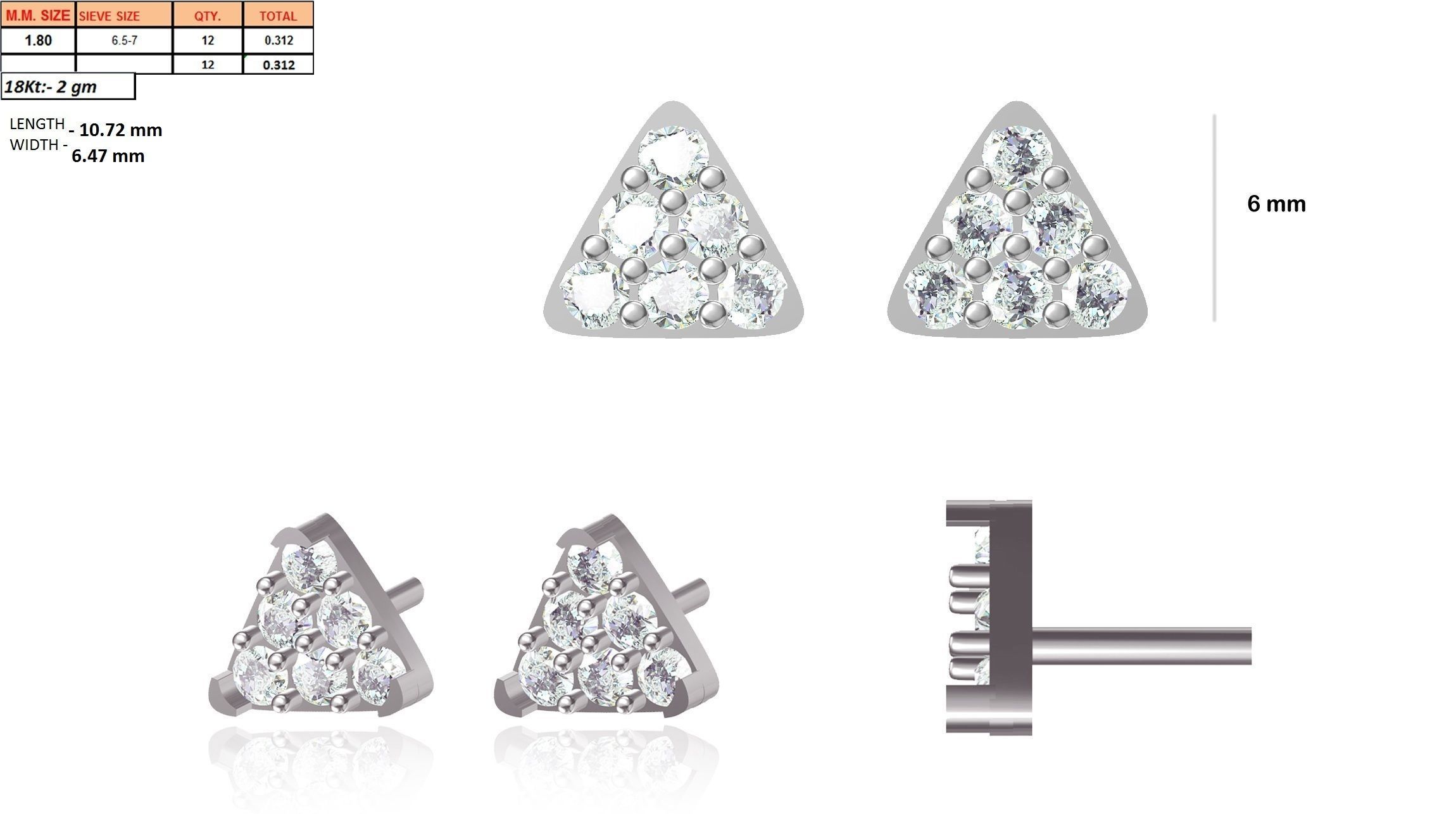 Women Stud Earrings STL JCD OBJ FBX Renders Details 3D print model_19