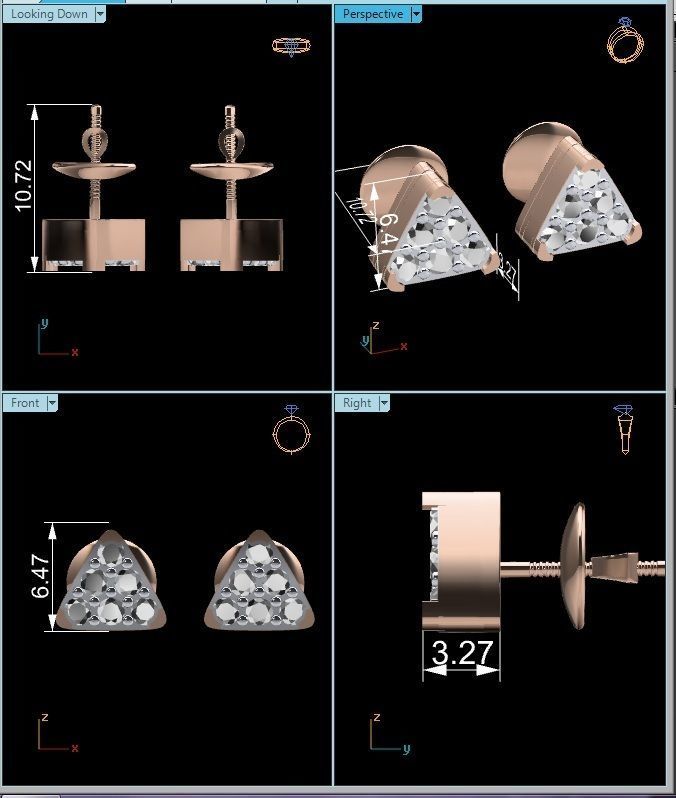 Women Stud Earrings STL JCD OBJ FBX Renders Details 3D print model_18