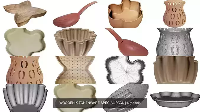 WOODEN KITCHENWARE SPECIAL PACK 3D Model Collection