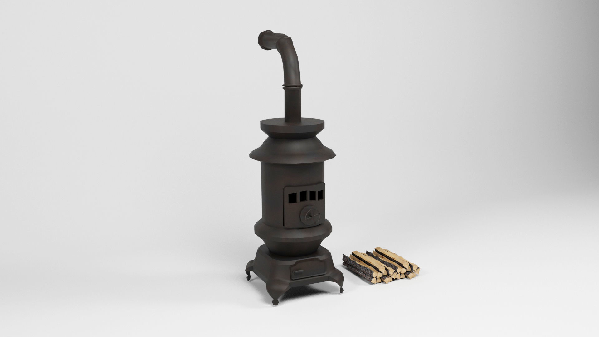 Old stove Low-poly 3D model_1