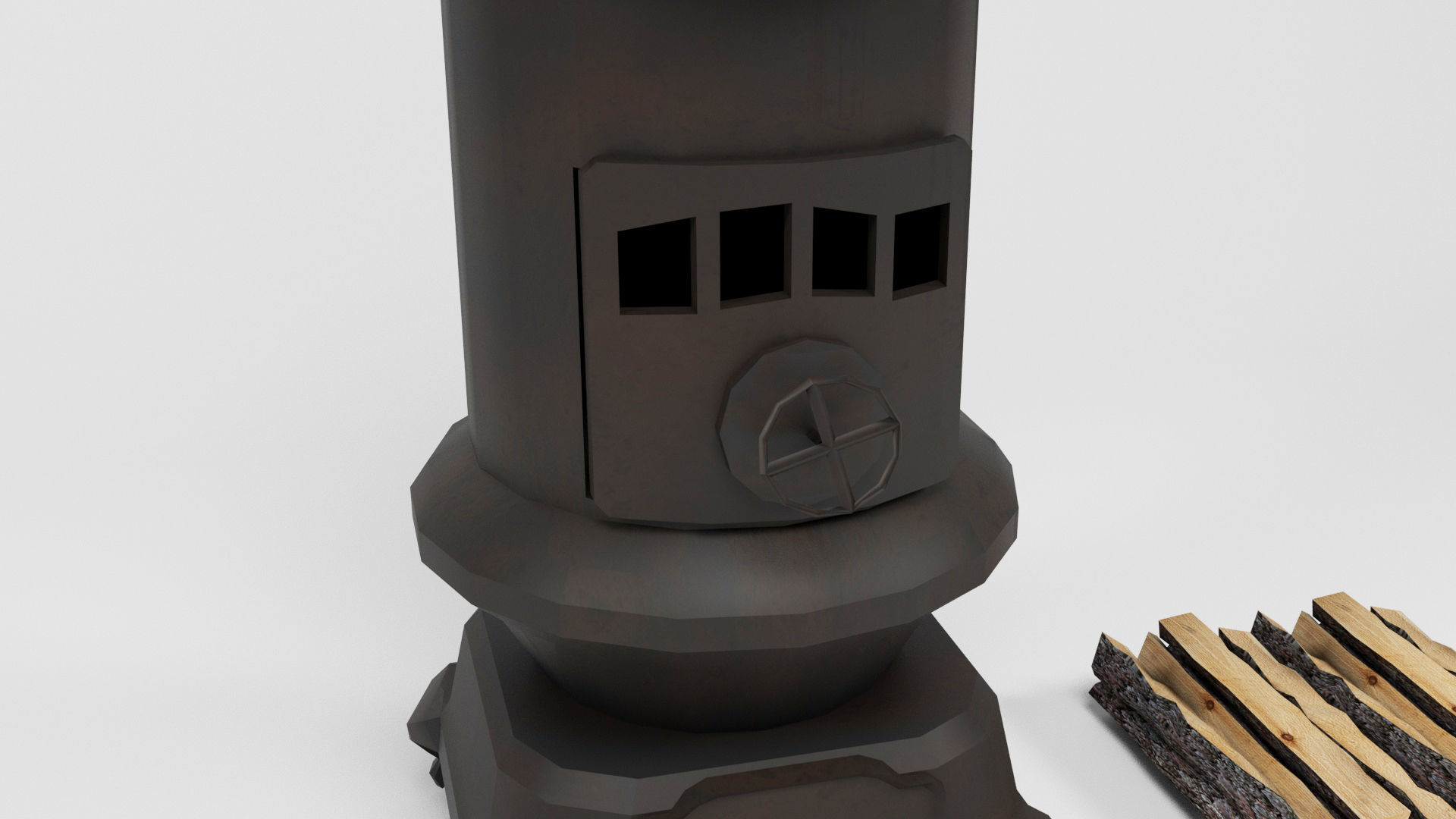 Old stove Low-poly 3D model_6