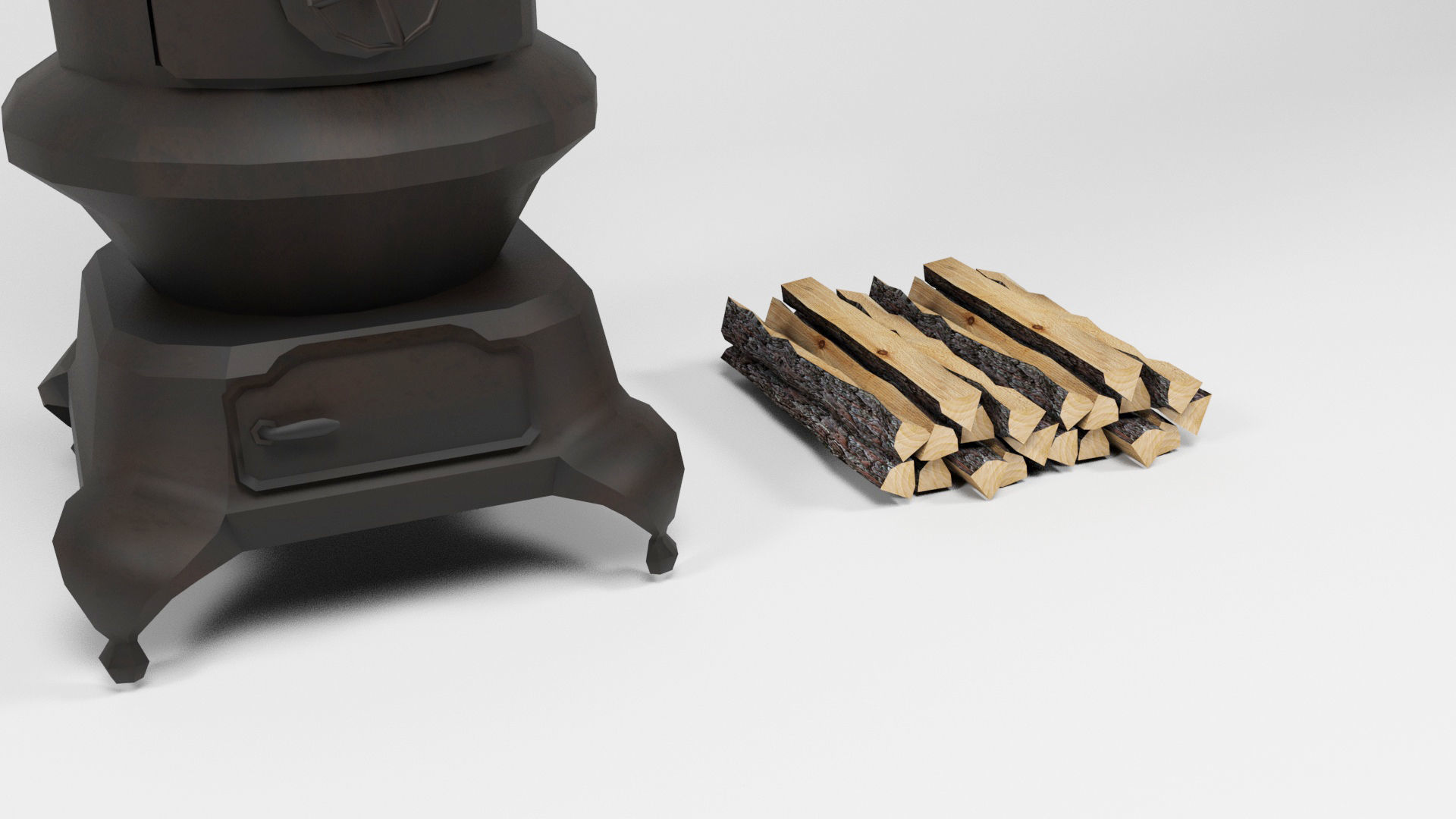 Old stove Low-poly 3D model_4