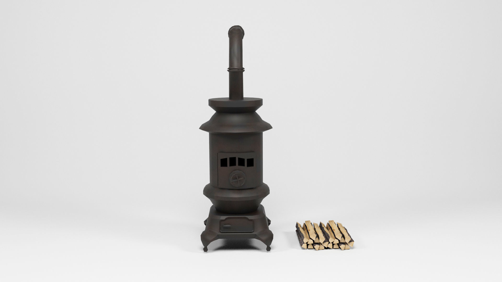 Old stove Low-poly 3D model_2