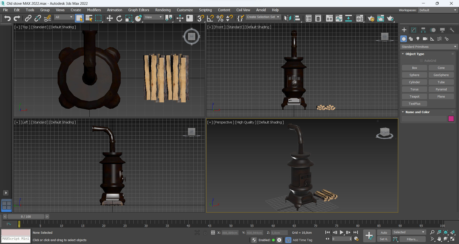 Old stove Low-poly 3D model_7