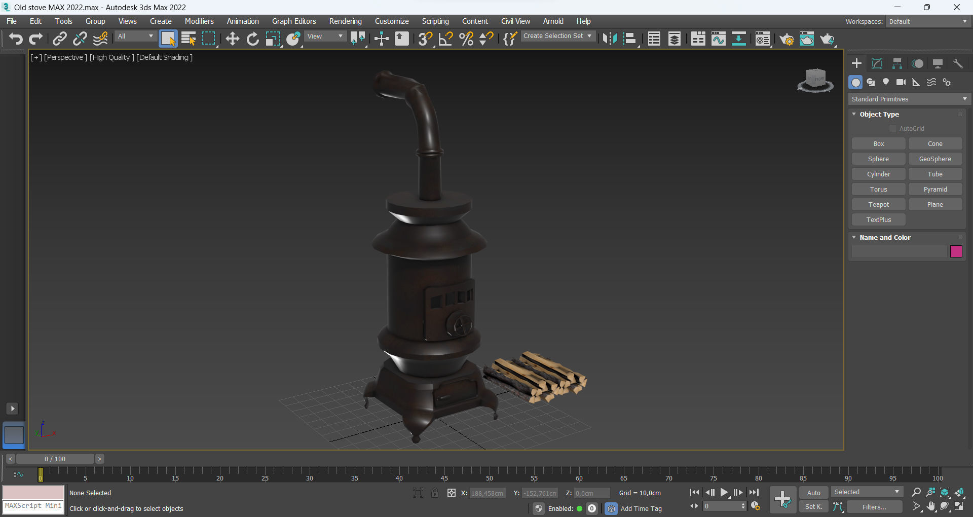 Old stove Low-poly 3D model_8