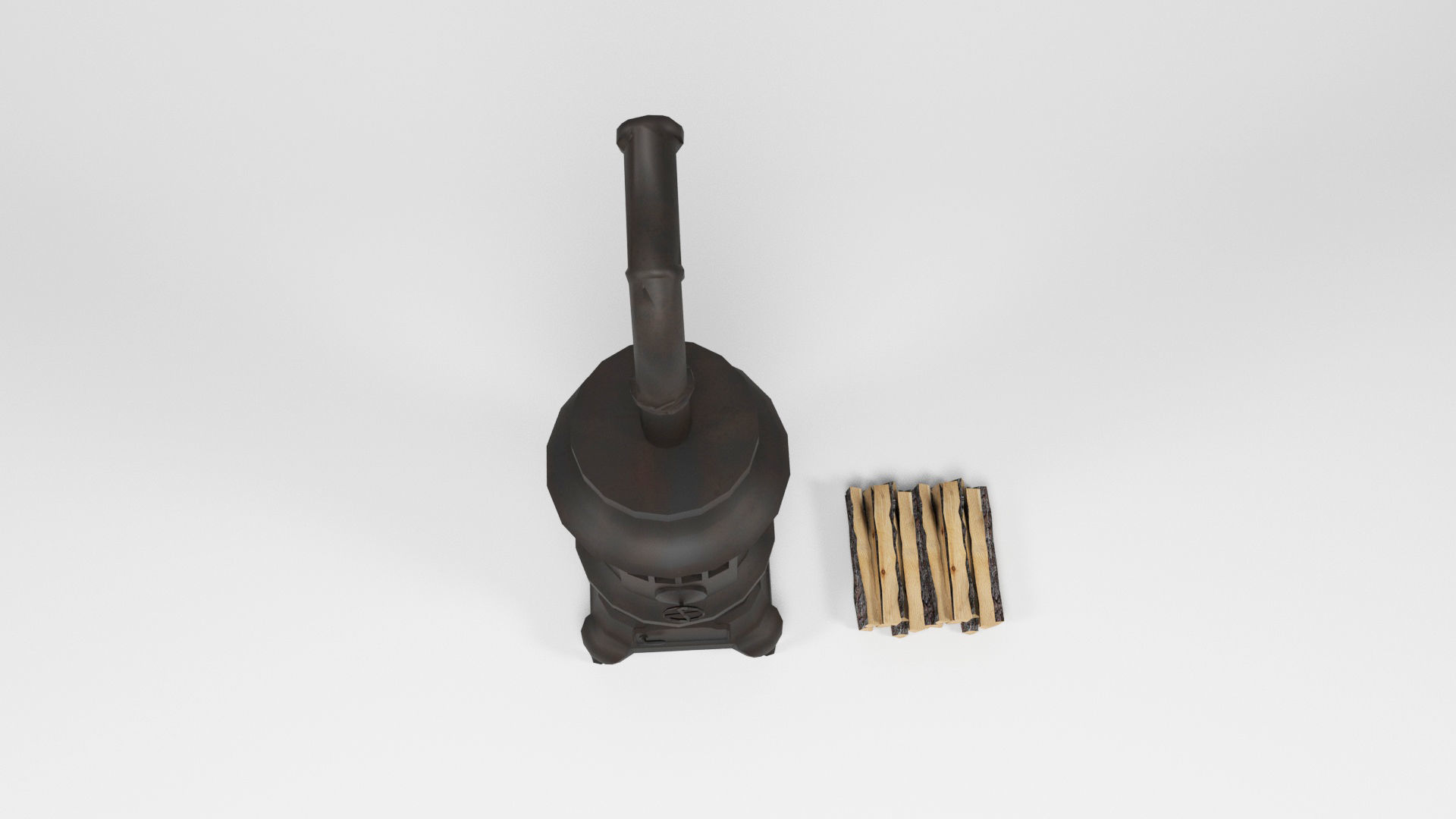 Old stove Low-poly 3D model_5