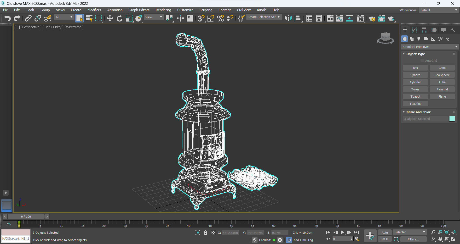 Old stove Low-poly 3D model_9