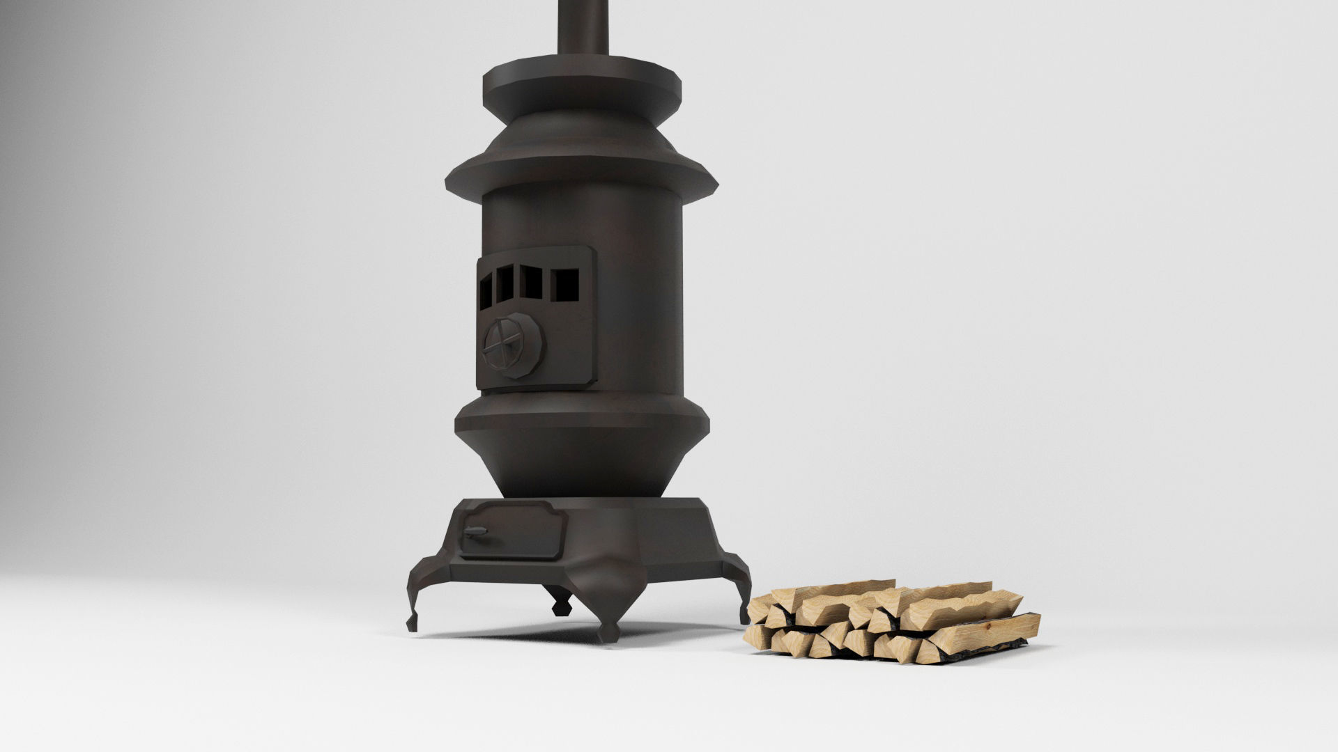 Old stove Low-poly 3D model_3