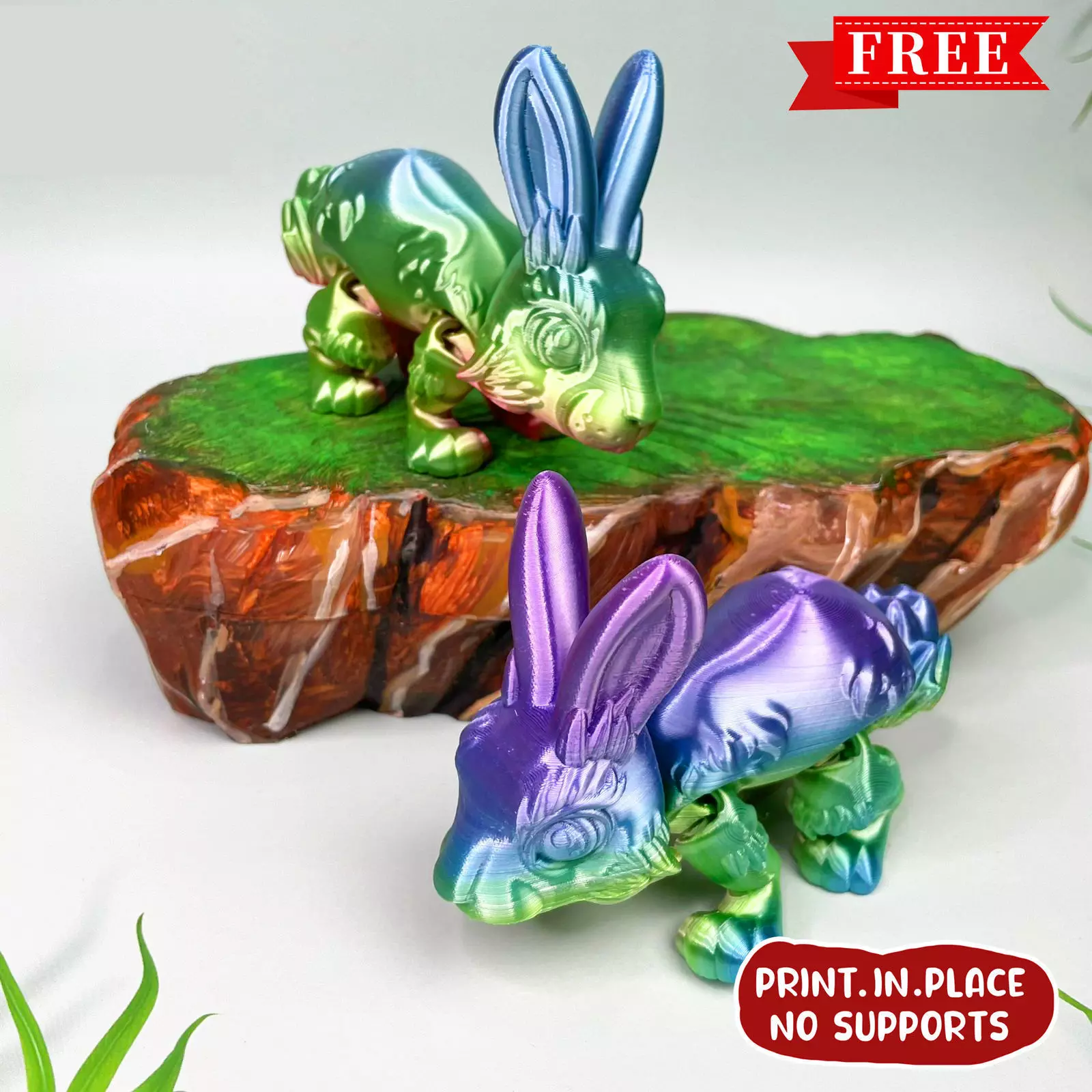 PRINT-IN-PLACE FLEXI CUTE RABBIT ARTICULATED 3D print model_0