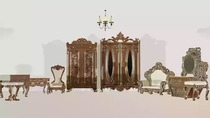 Royal Vintage Furniture collection - Low Poly Realistic