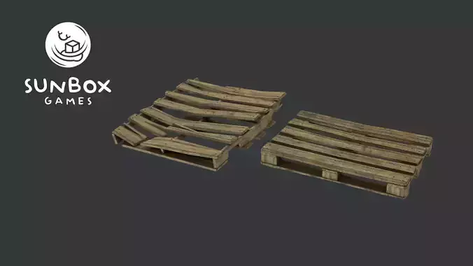 Whole and Broken Old Palet - 2 Piece Set Low-poly 3D model