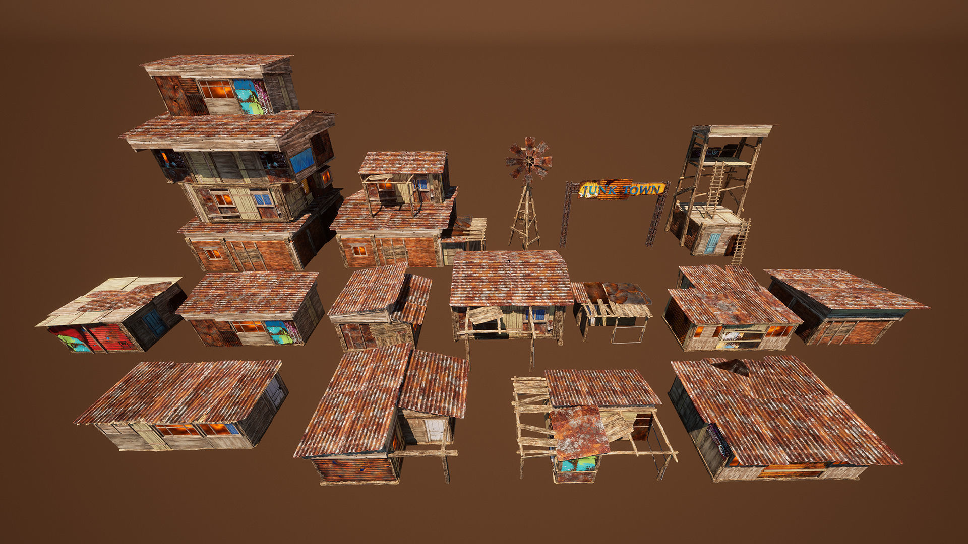 Junk town Low-poly 3D model_12
