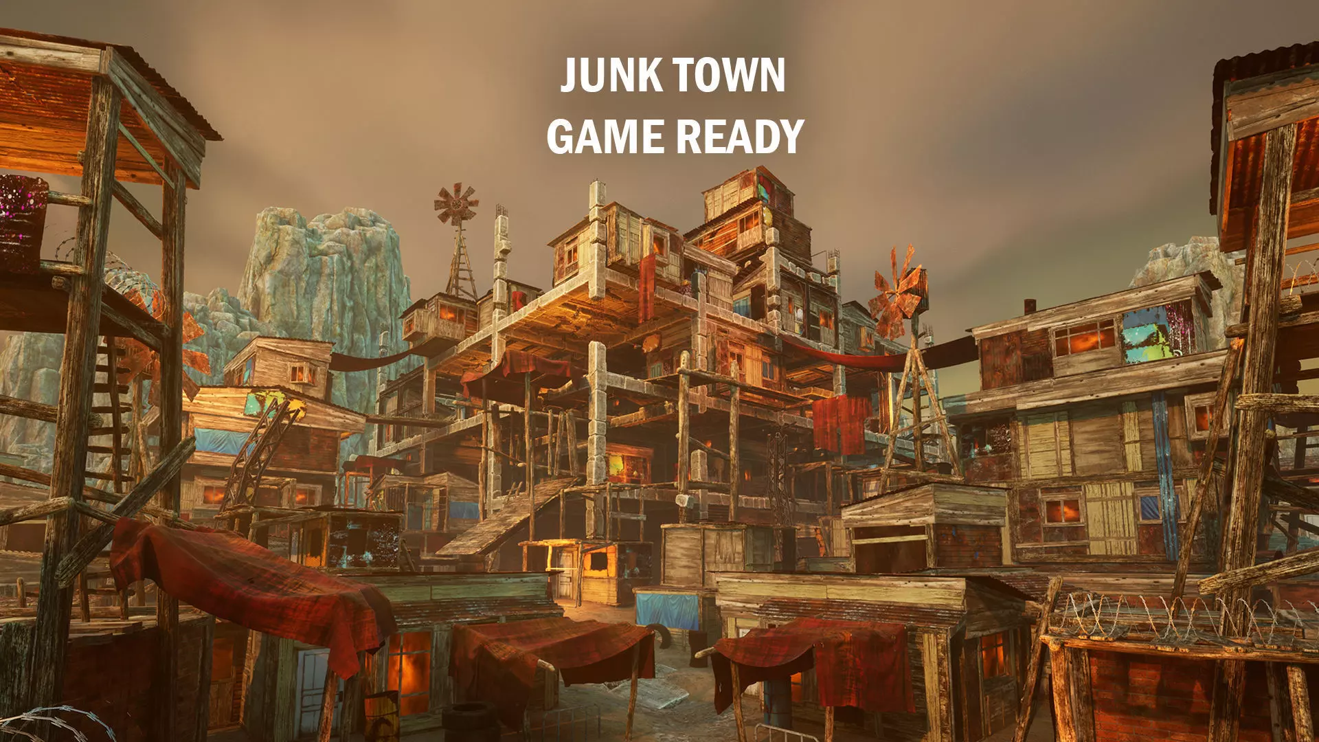 Junk town Low-poly 3D model_0