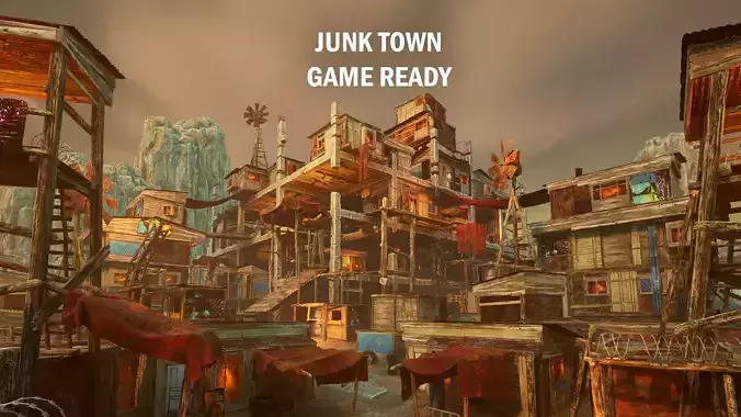 Junk town Low-poly 3D model