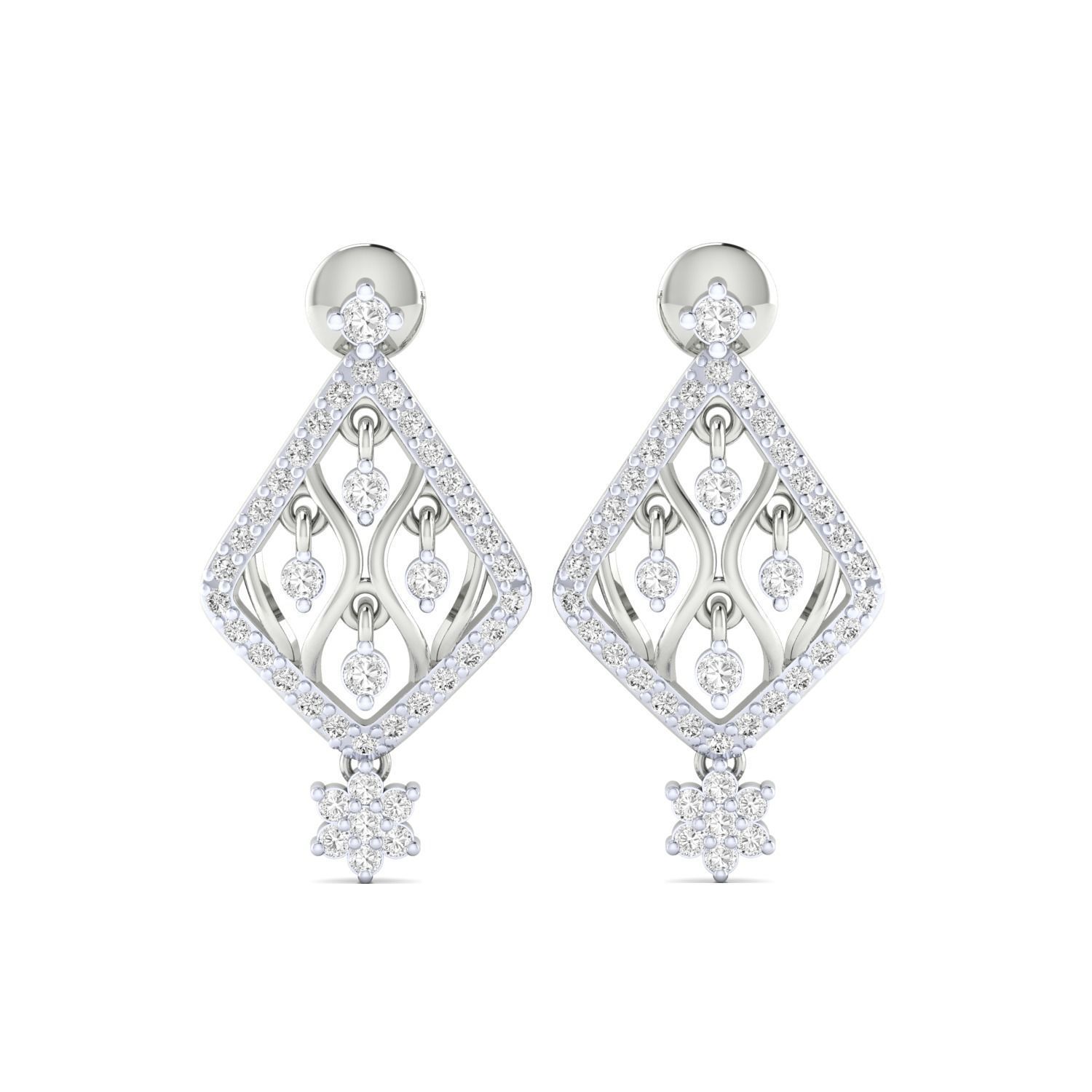 Women Long Drop Earrings STL OBJ FBX Renders Details 3D print model_11