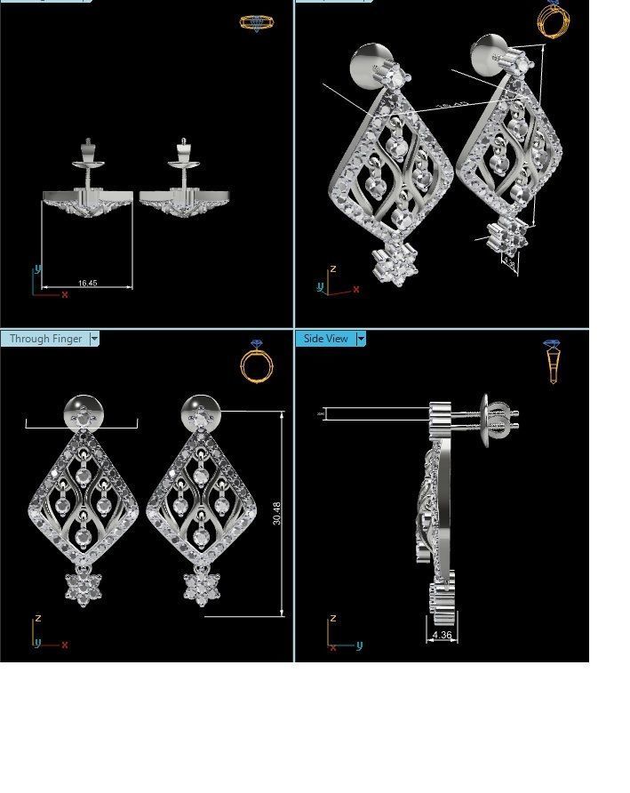 Women Long Drop Earrings STL OBJ FBX Renders Details 3D print model_18