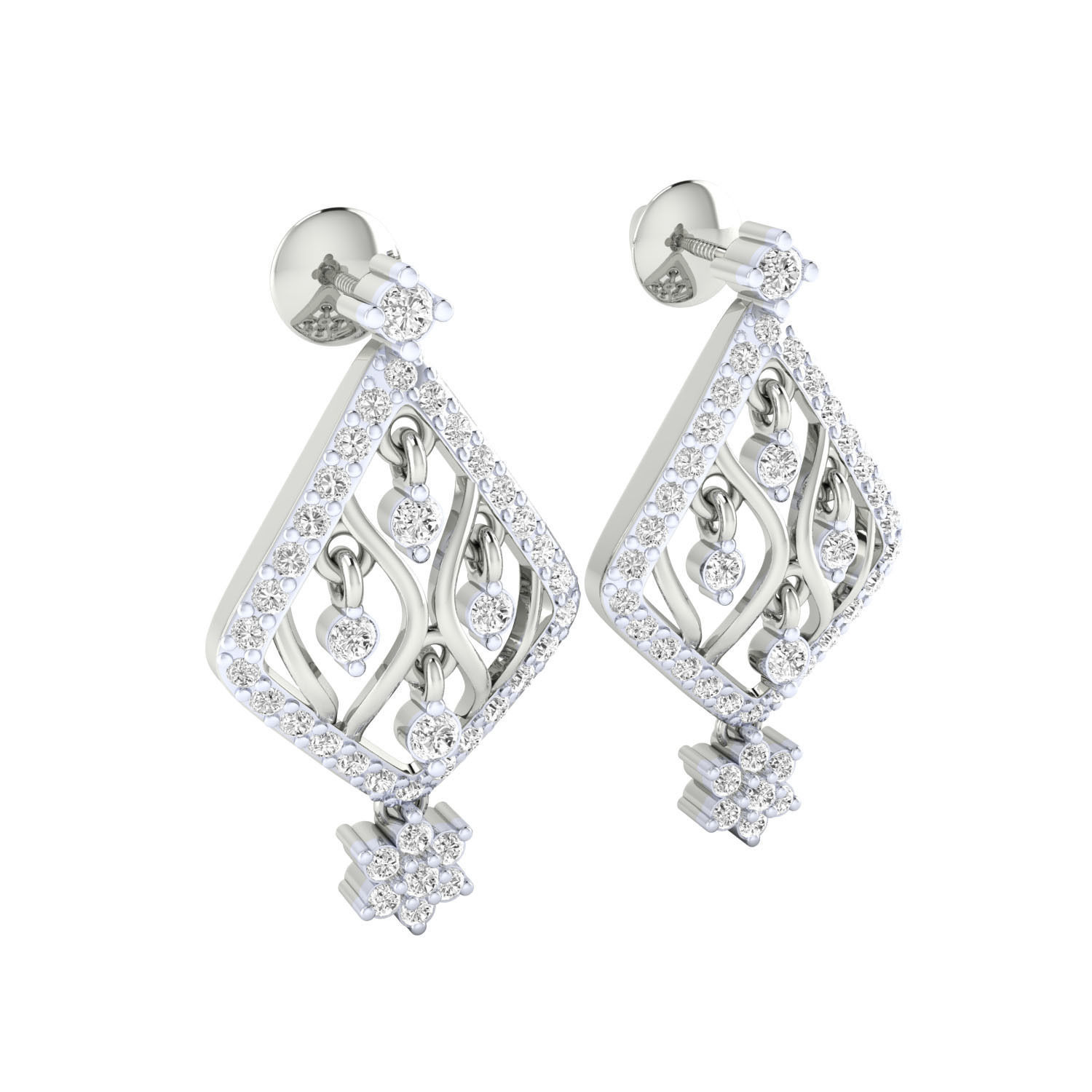 Women Long Drop Earrings STL OBJ FBX Renders Details 3D print model_6