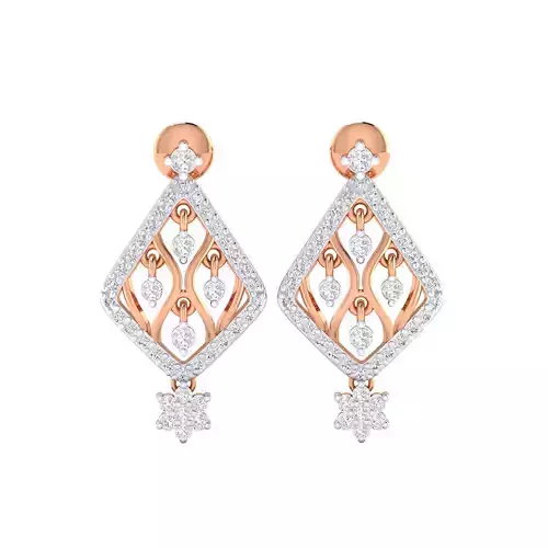Women Long Drop Earrings STL OBJ FBX Renders Details