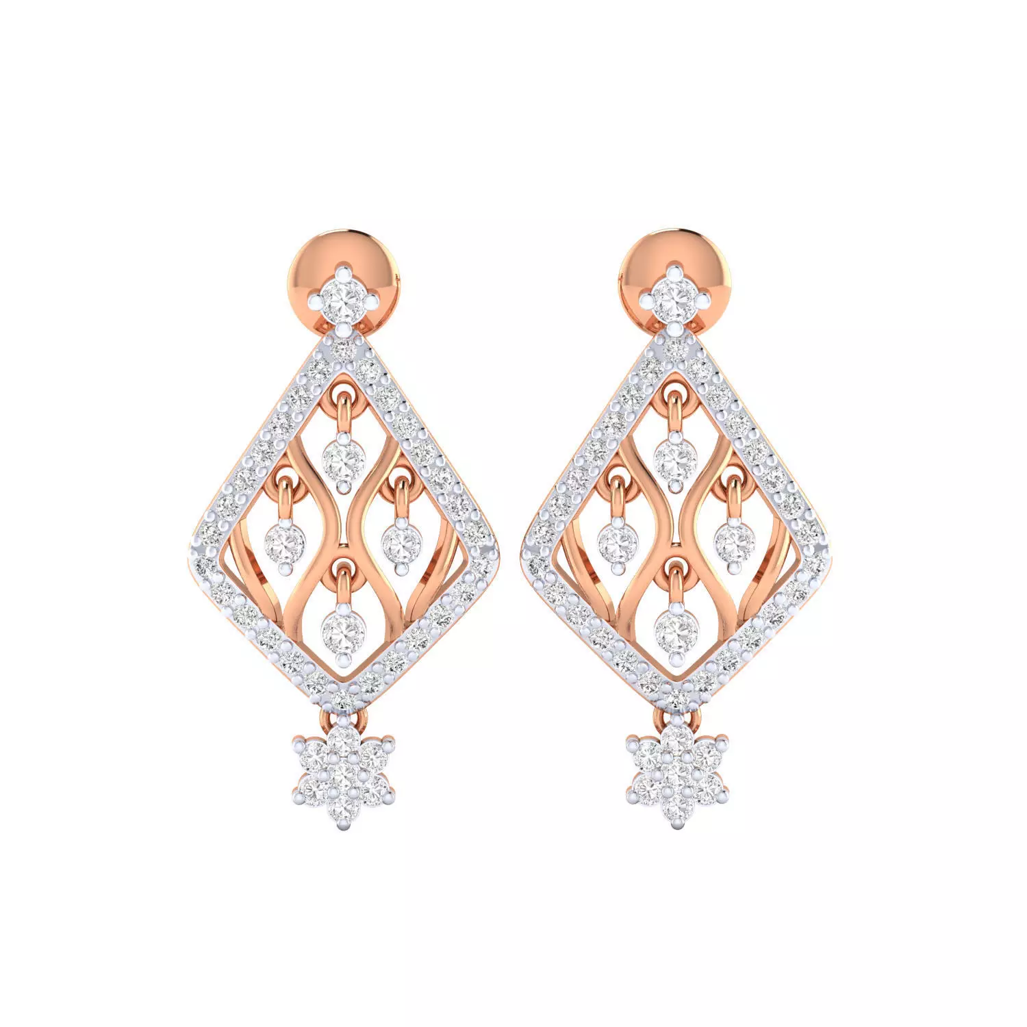 Women Long Drop Earrings STL OBJ FBX Renders Details 3D print model_0