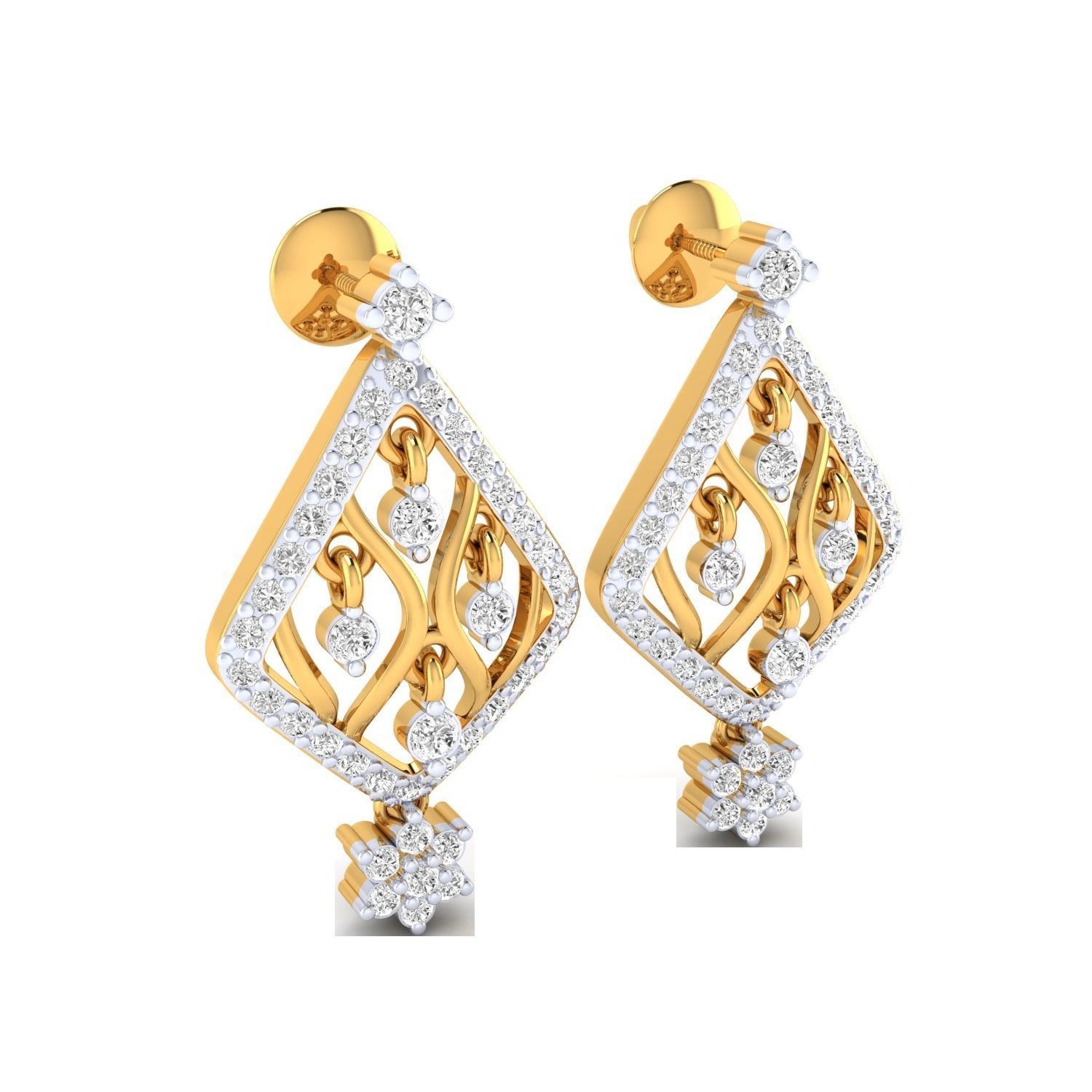 Women Long Drop Earrings STL OBJ FBX Renders Details 3D print model_13