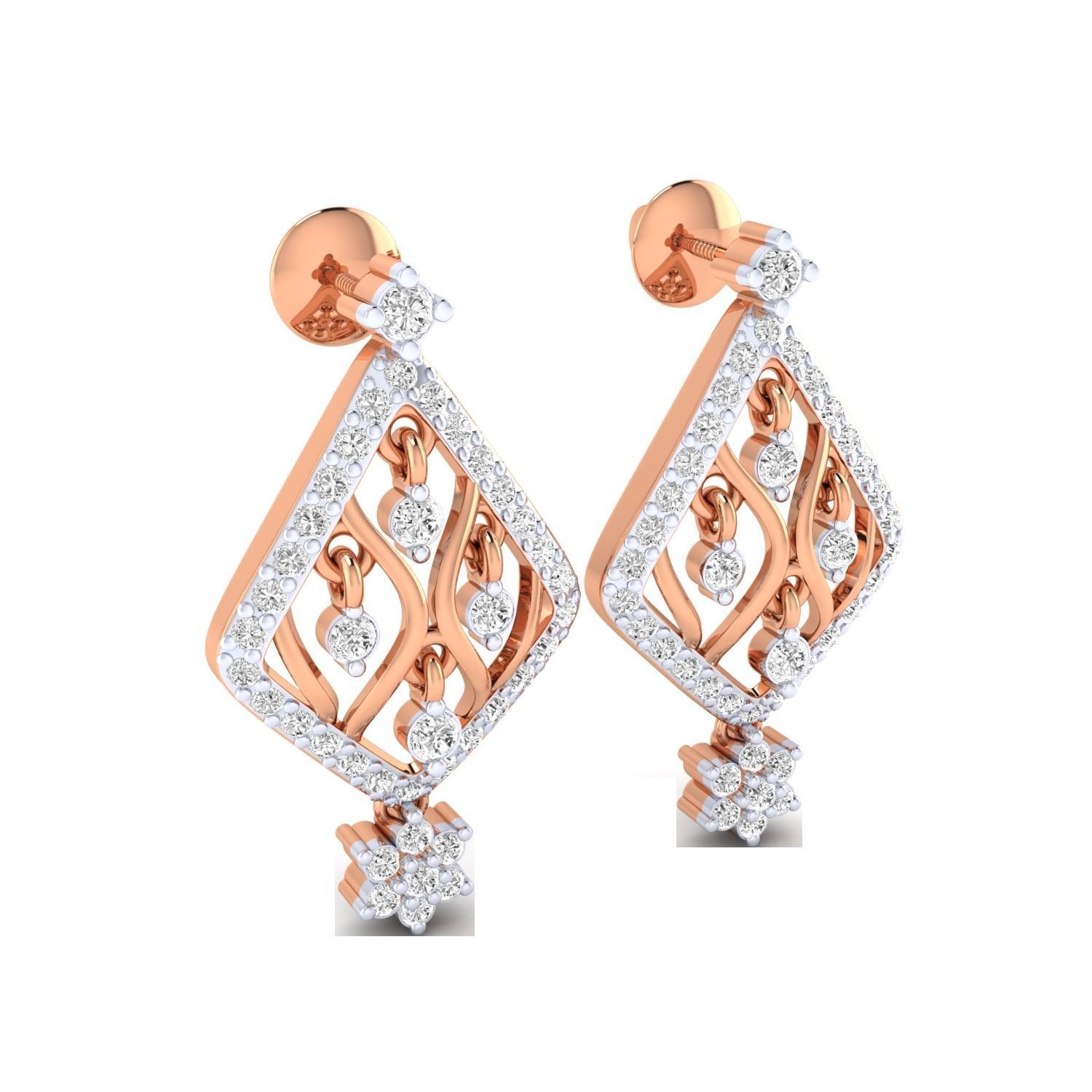 Women Long Drop Earrings STL OBJ FBX Renders Details 3D print model_2