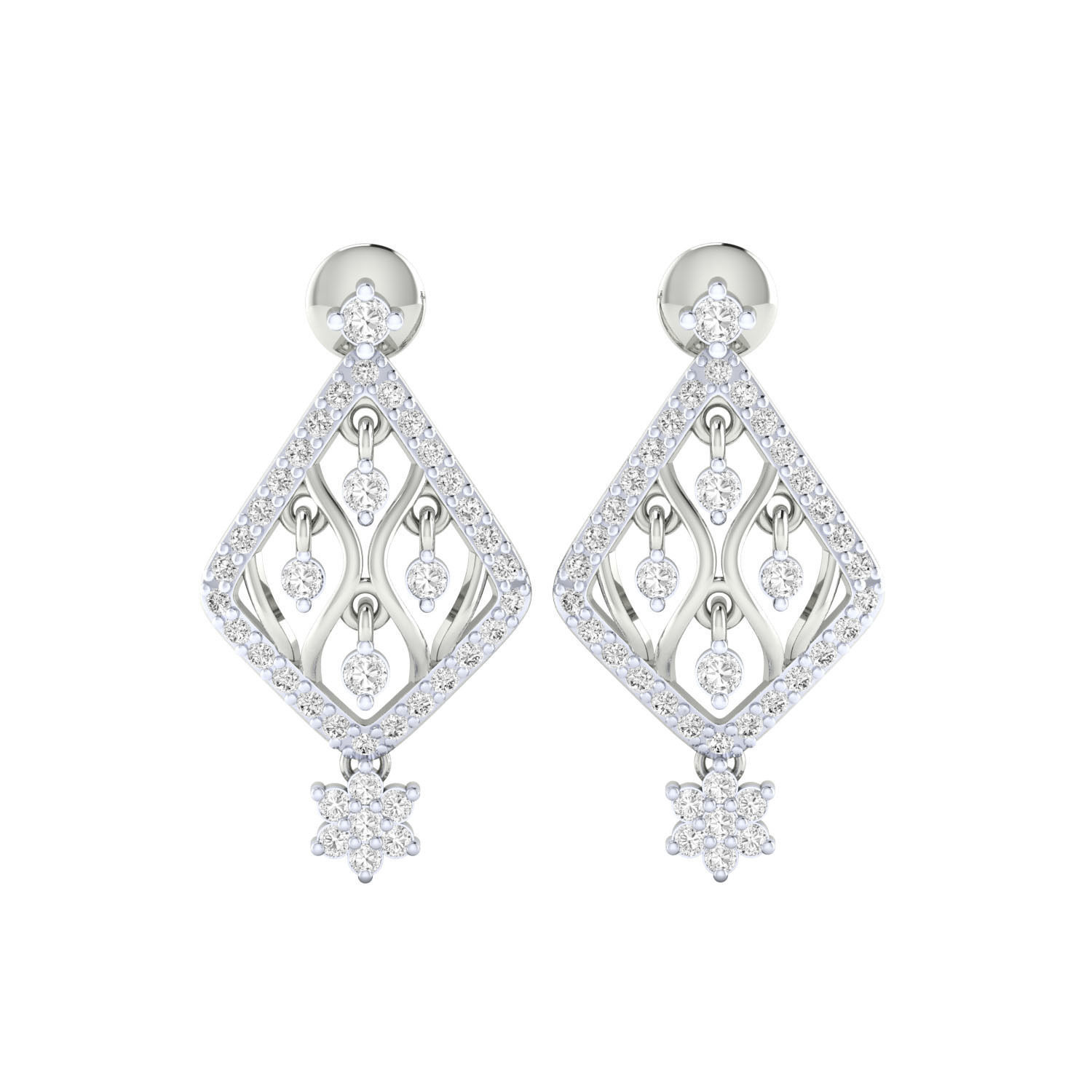 Women Long Drop Earrings STL OBJ FBX Renders Details 3D print model_10