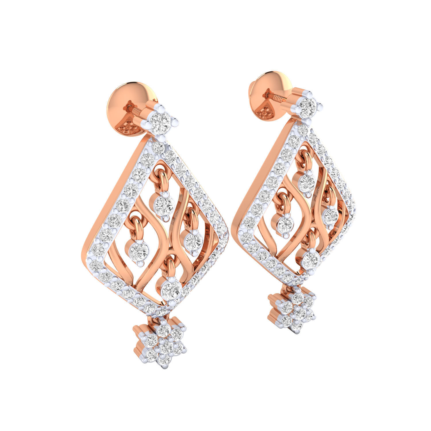 Women Long Drop Earrings STL OBJ FBX Renders Details 3D print model_1