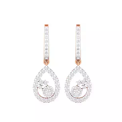 Women Long Drop Earrings STL OBJ FBX Renders Details