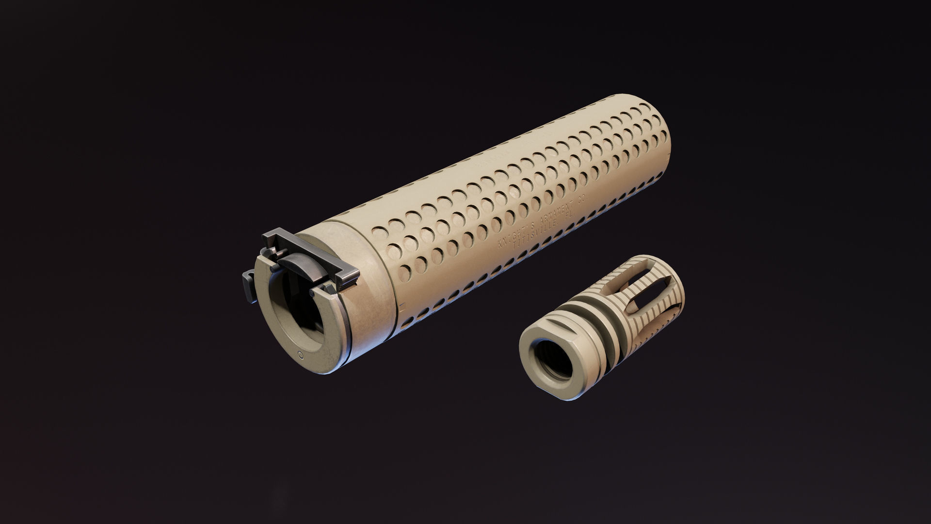 QDSS NT4 Suppressor Low-poly 3D model_3