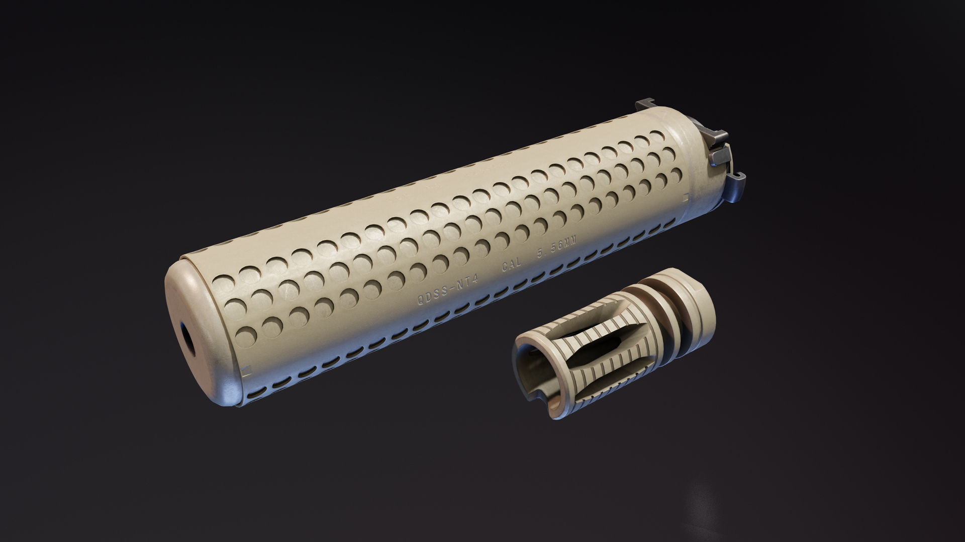QDSS NT4 Suppressor Low-poly 3D model_2