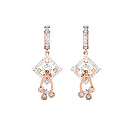 Women Long Drop Earrings STL OBJ FBX Renders Details