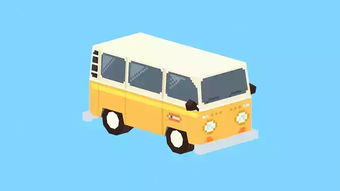 Lowpoly Pixelart Van