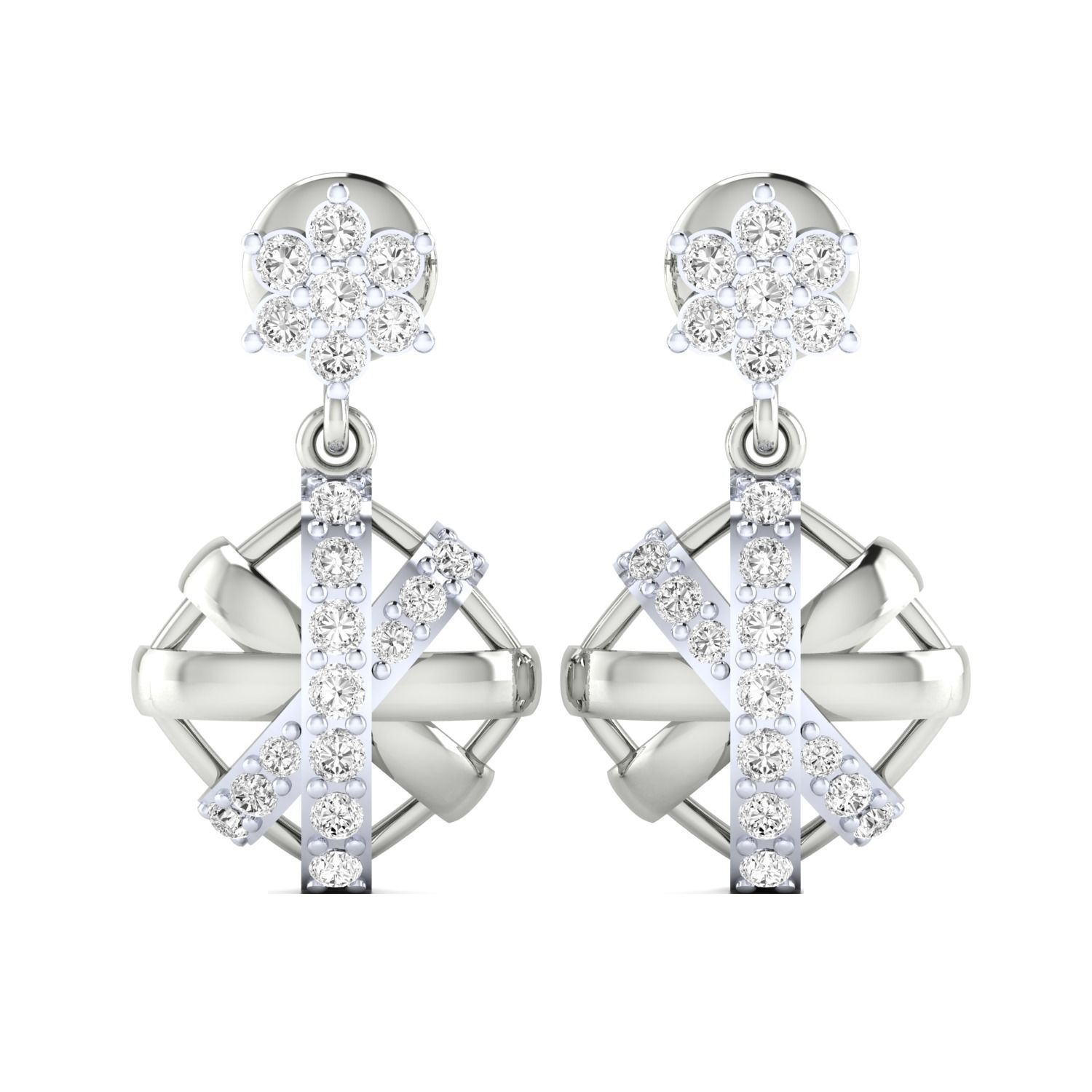 Women Long Drop Earrings STL OBJ FBX Renders Details 3D print model_7