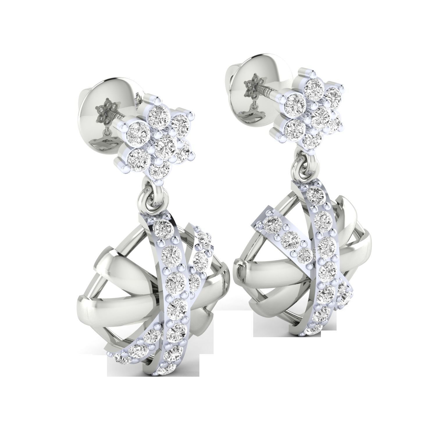 Women Long Drop Earrings STL OBJ FBX Renders Details 3D print model_9