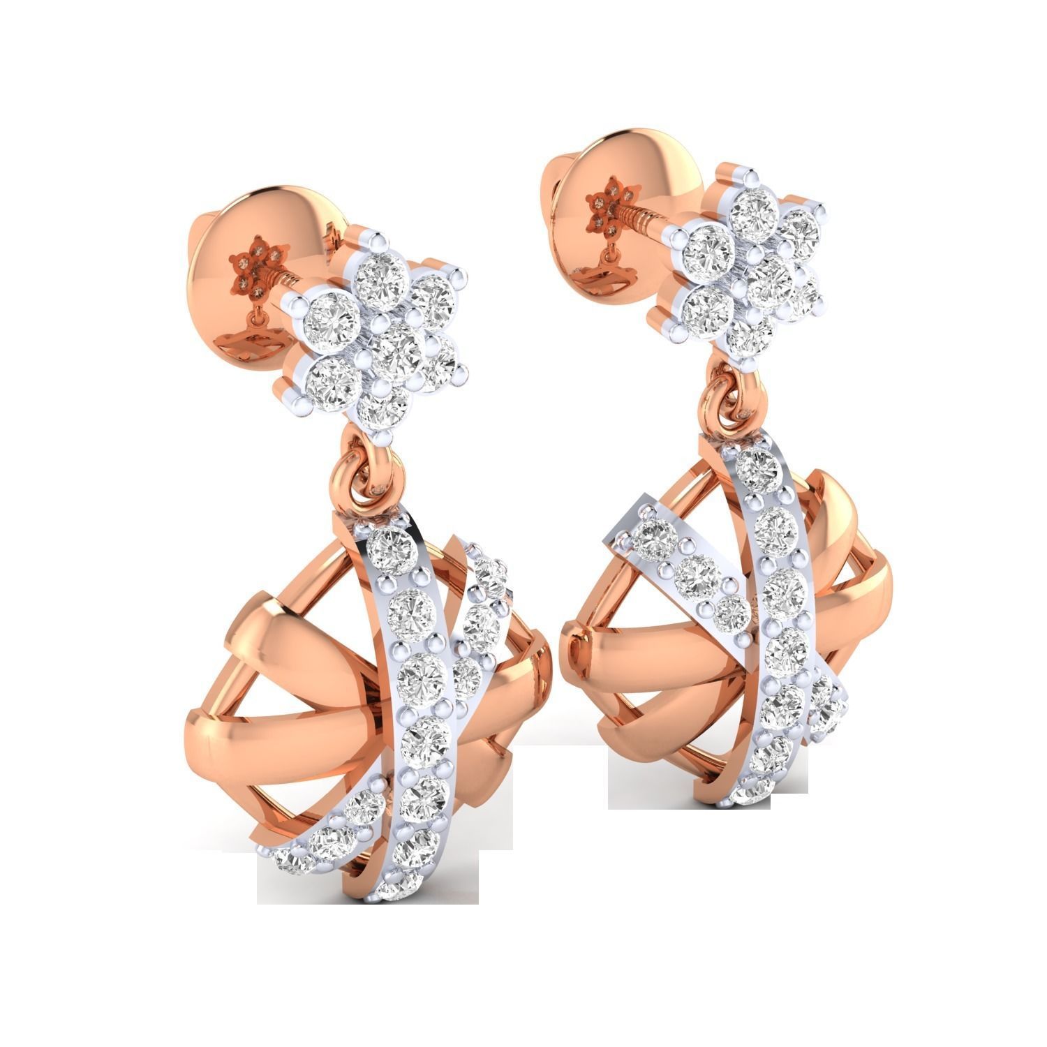 Women Long Drop Earrings STL OBJ FBX Renders Details 3D print model_3